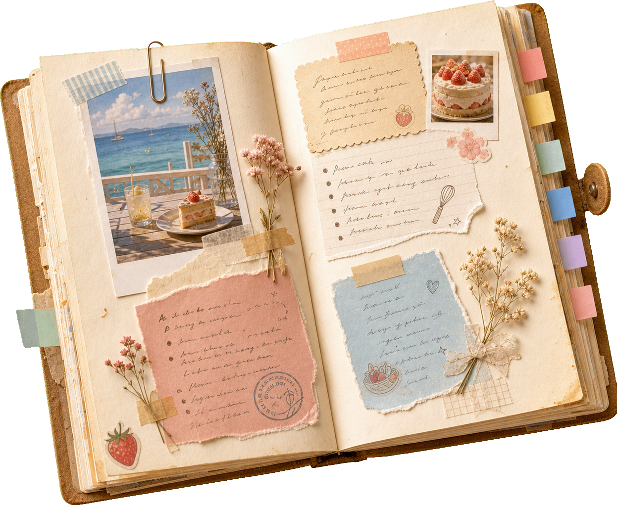 Open scrapbook recipe notebook